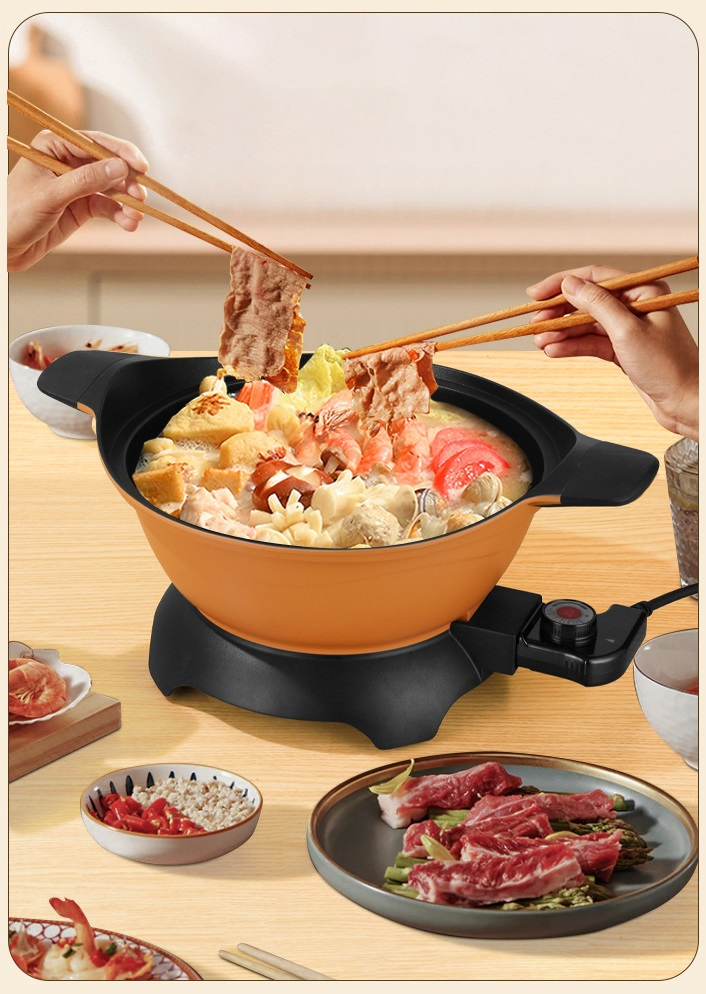 Chinese Wok Pan Non Stick Deep Dish Electric Wok Cooker 30cm