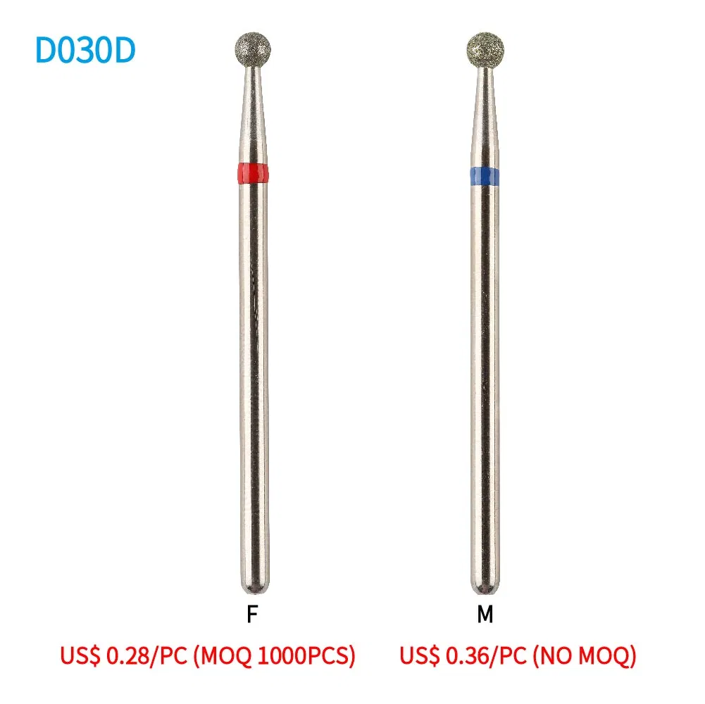 3.0mm Round Professional Quality Russian Dry Style Diamond Cuticle Nail Drill Burr Bit
