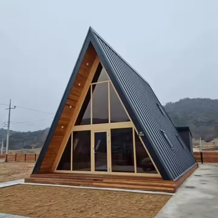Luxury a-Frame Low-Rise Villa Heat-Insulated Modular Home Prefab Tiny Triangle House for Apartment Prefab Cottage