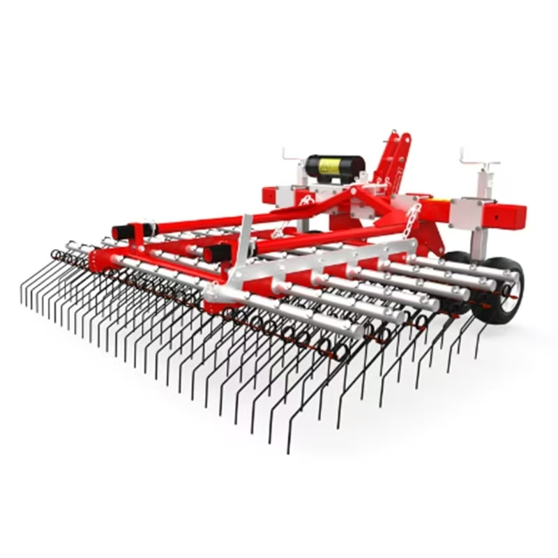 Towed Wide-Width Lawn Rake - Multi-Tine Debris Collector for Professional Turf Care