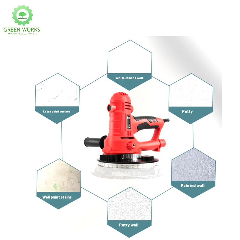 7-Inch Handheld Wall Grinder with LED, Dust-Free Sanding Polishing Machine for Putty and Drywall