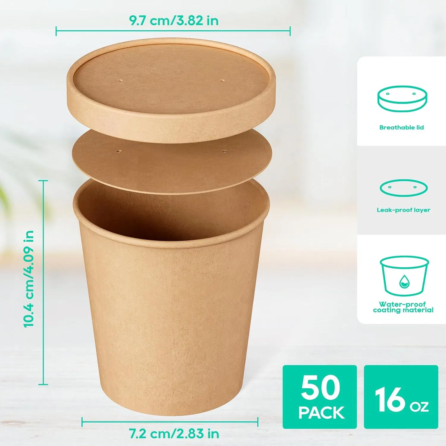 26 Oz Paper Soup Containers with Lids, Disposable Paper Food Cups, White Ice Cream Bowls, Paper Food Storage with Vented Lids, for Restaurants, to-Go Lunch