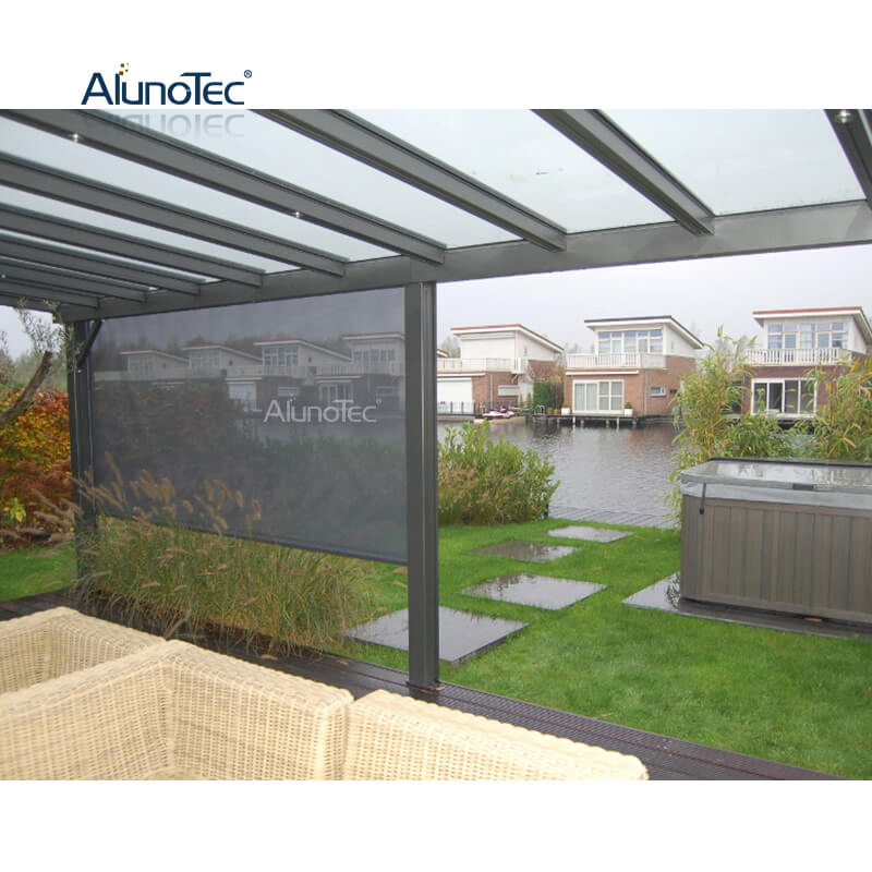 AlunoTec Modern Automatic Roller Screens Aluminum Cover Roller Zip Screen Outdoor Alfresco Blinds