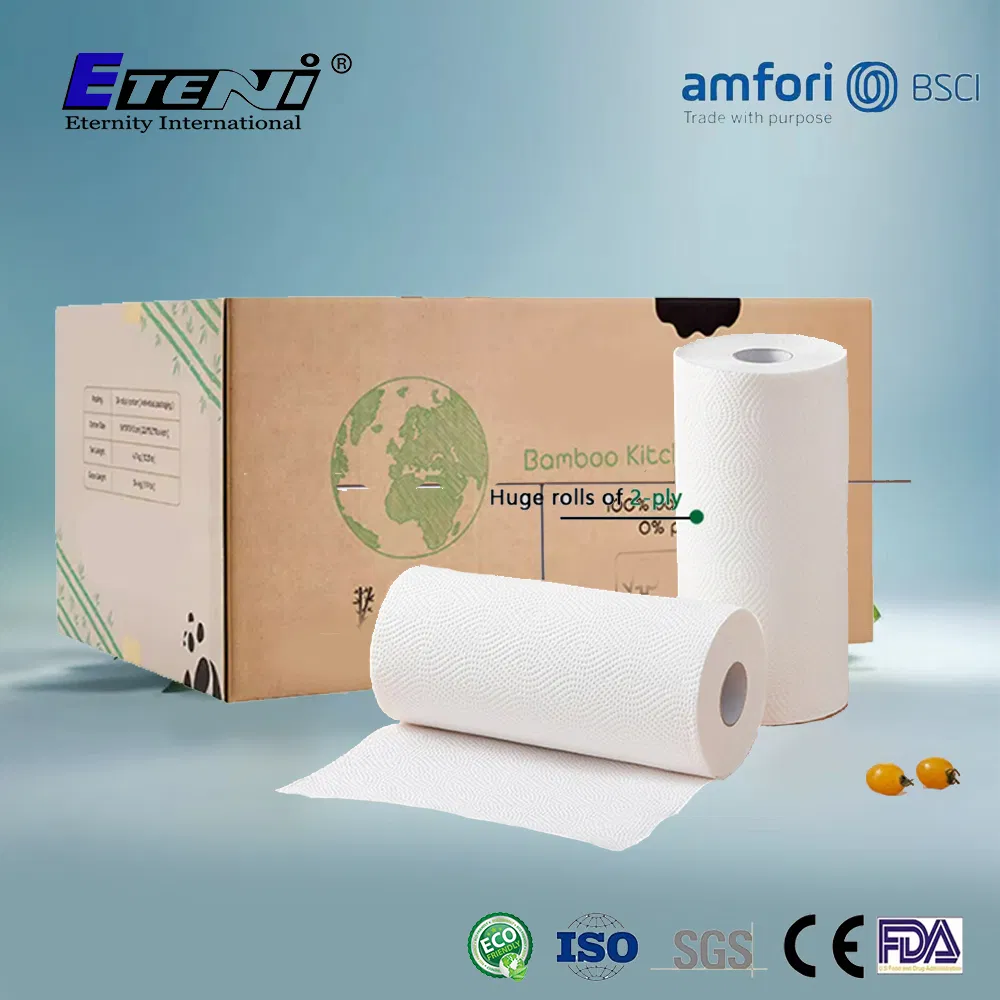 Disposable Certified Product Bamboo Kitchen Paper Towel Roll