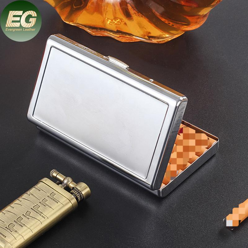 Ea530 Custom Engraved 14 Capacity Silver Leather Metal Zigarettenetui Zeit Tobacco Smoke Portable Luxury Cigarette Tin Case