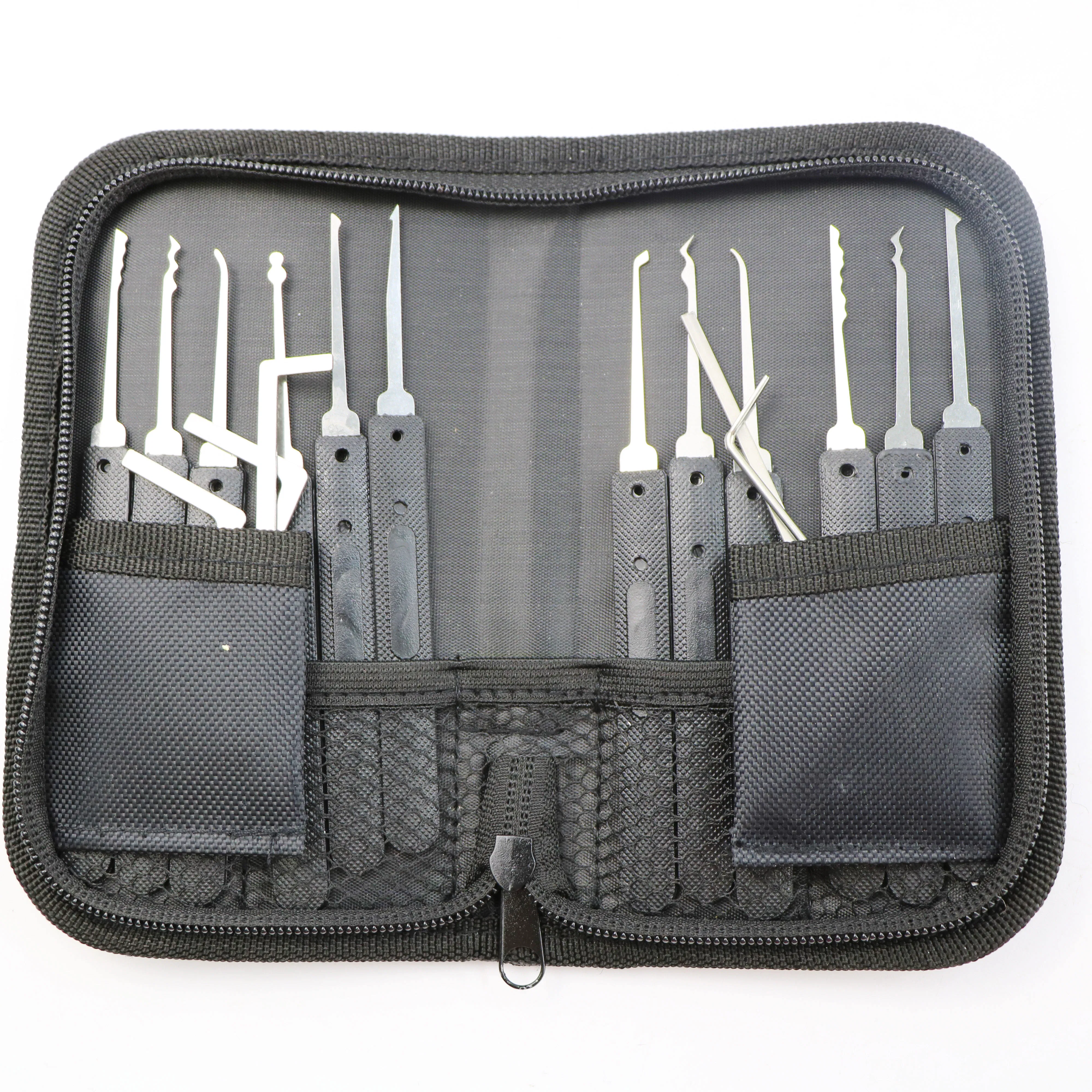 17 Pieces Lock Pick Set Professional Locksmith Tool with 1 Transparent Padlock and Gun Locksmith Card Locksmith