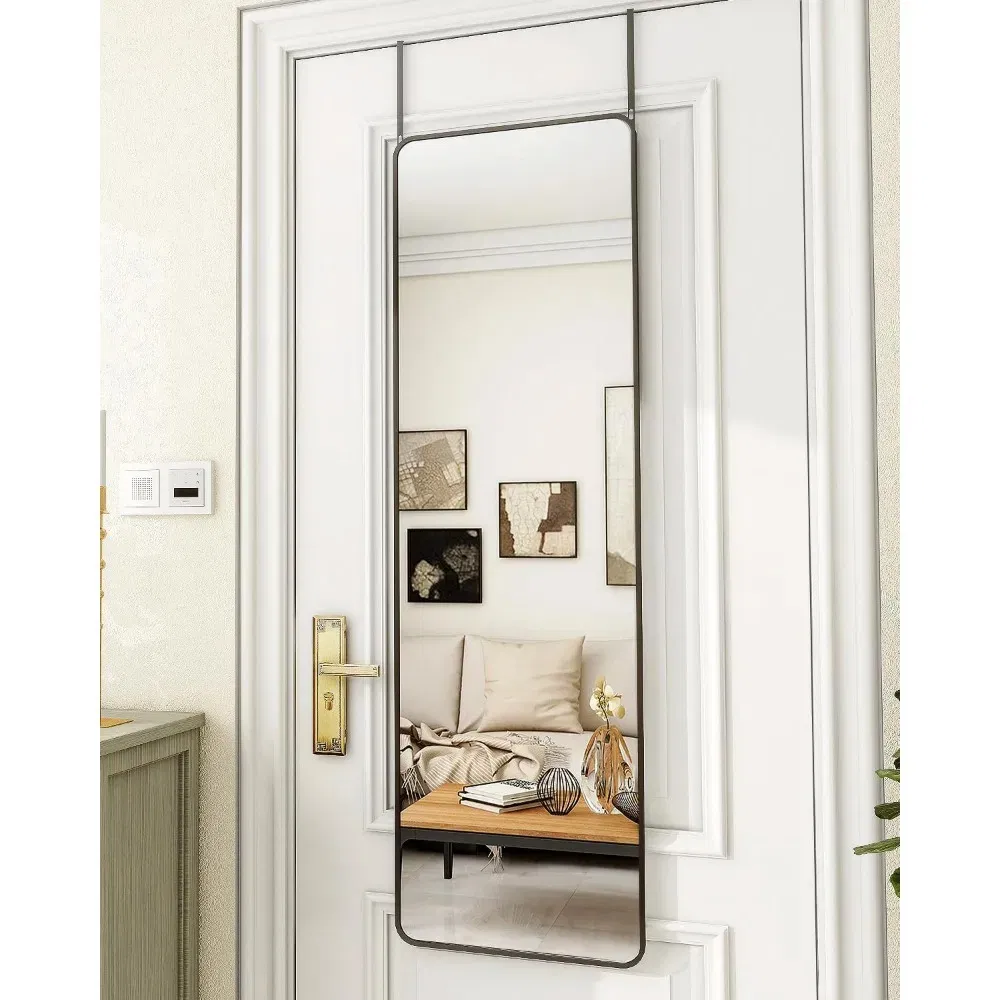 Door Mirror Full Length, Over The Door Mirror, 48"X14" Full Length Mirror, Door Mirror, Mirror Full Length Door Hanging (Black)