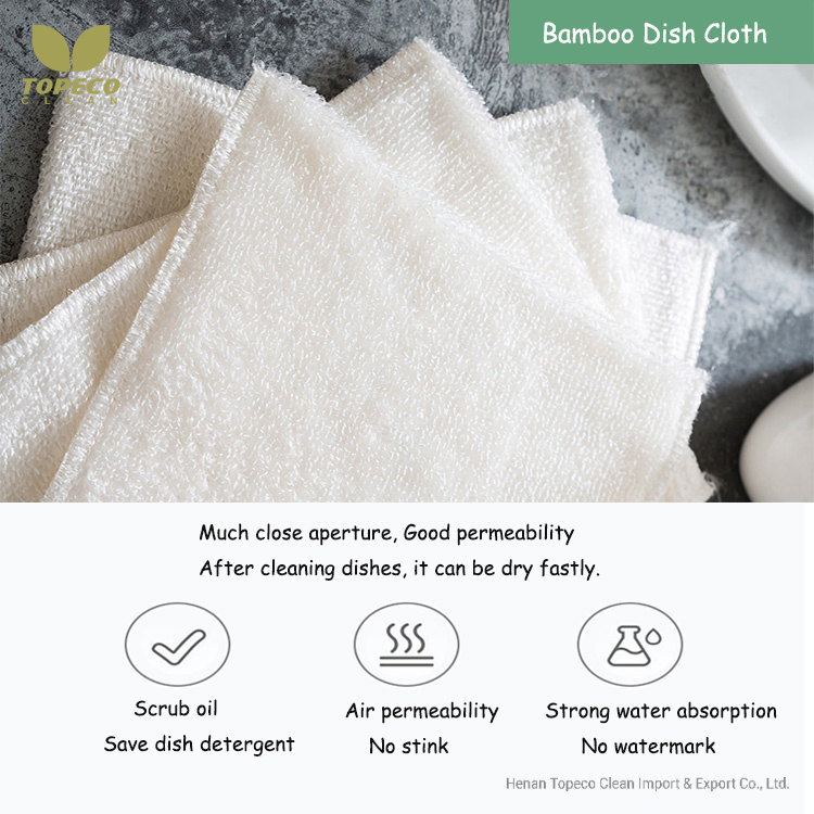 Topeco Wholesale Eco Friendly Dish Towel Kitchen Cleaning Reusable Bamboo Fiber Cloth