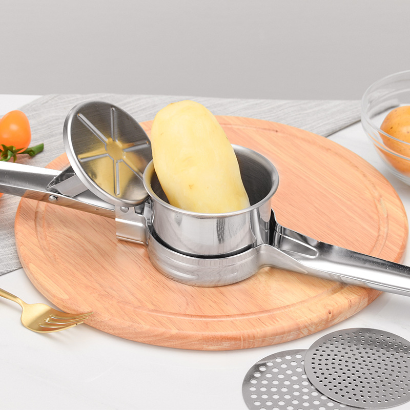 3 in 1 Multi Functional Stainless Steel Potato Press Ricer Manual Masher for Smooth Mashed Potatoes, Vegetables Fruits Kitchen Helper