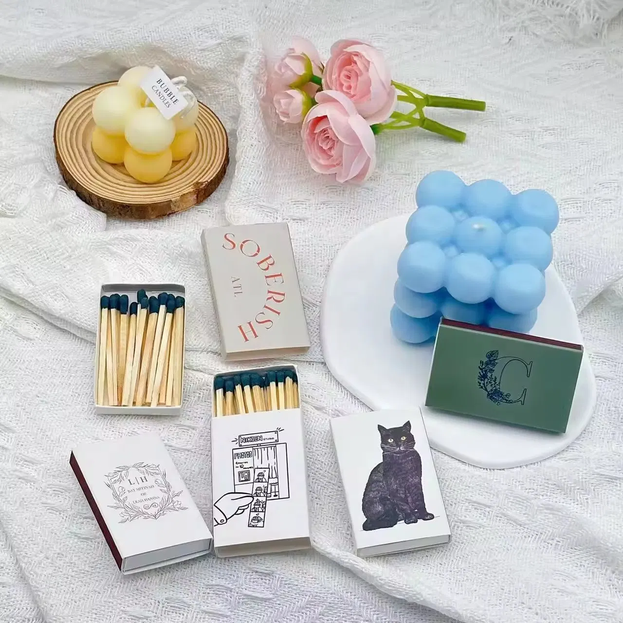 Matchbox with Customize Logo for Promotional Hotel Matches in Box for Cigar Candle Safety Match Factory Wholesale Wooden Matches