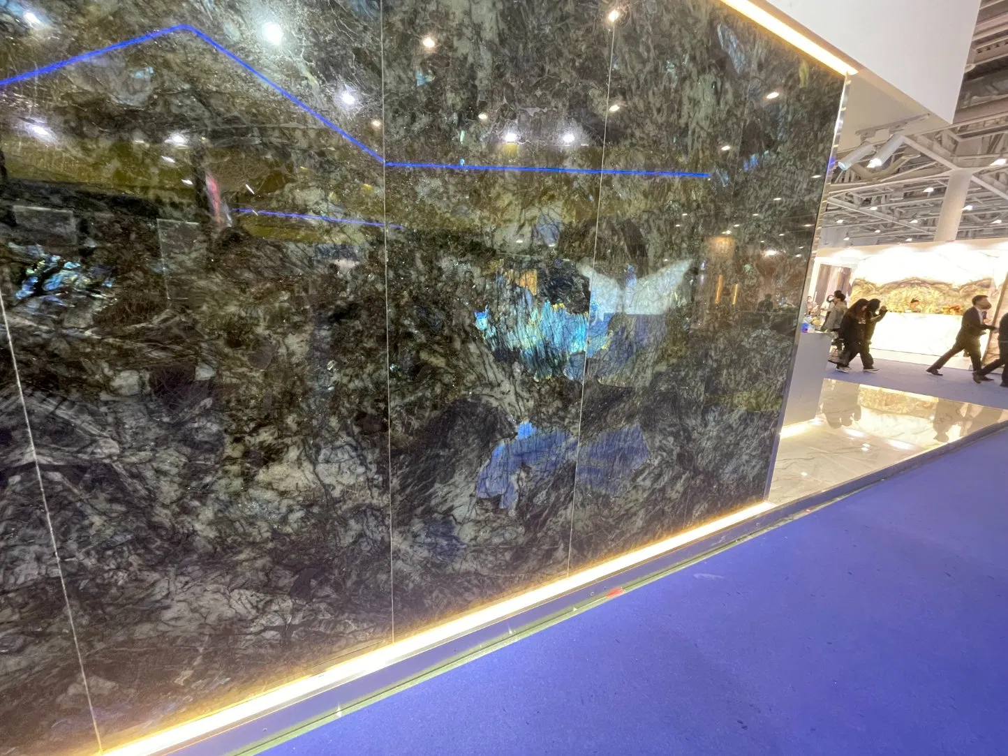 Luxury Lemurian Labradorite Madagascar Granite Bluish-Iridescent Natural Marble Stone Table Top Tile