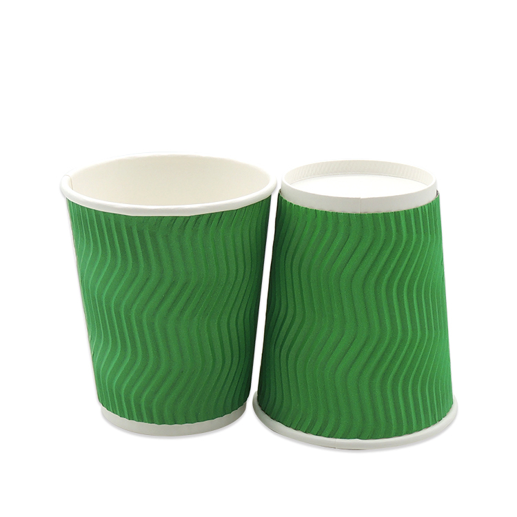 Custom Disposable Eco Friendly Paper Hot Drink Ripple Wall Paper Coffee Cups