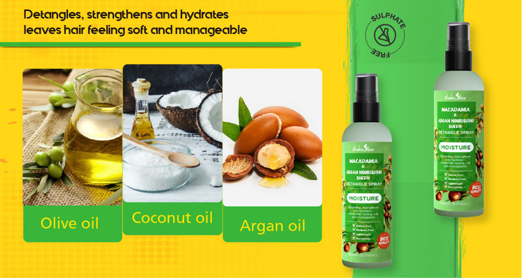 Private Label Olive Oil & Argan Nourishing Sheen & Detangle Spray