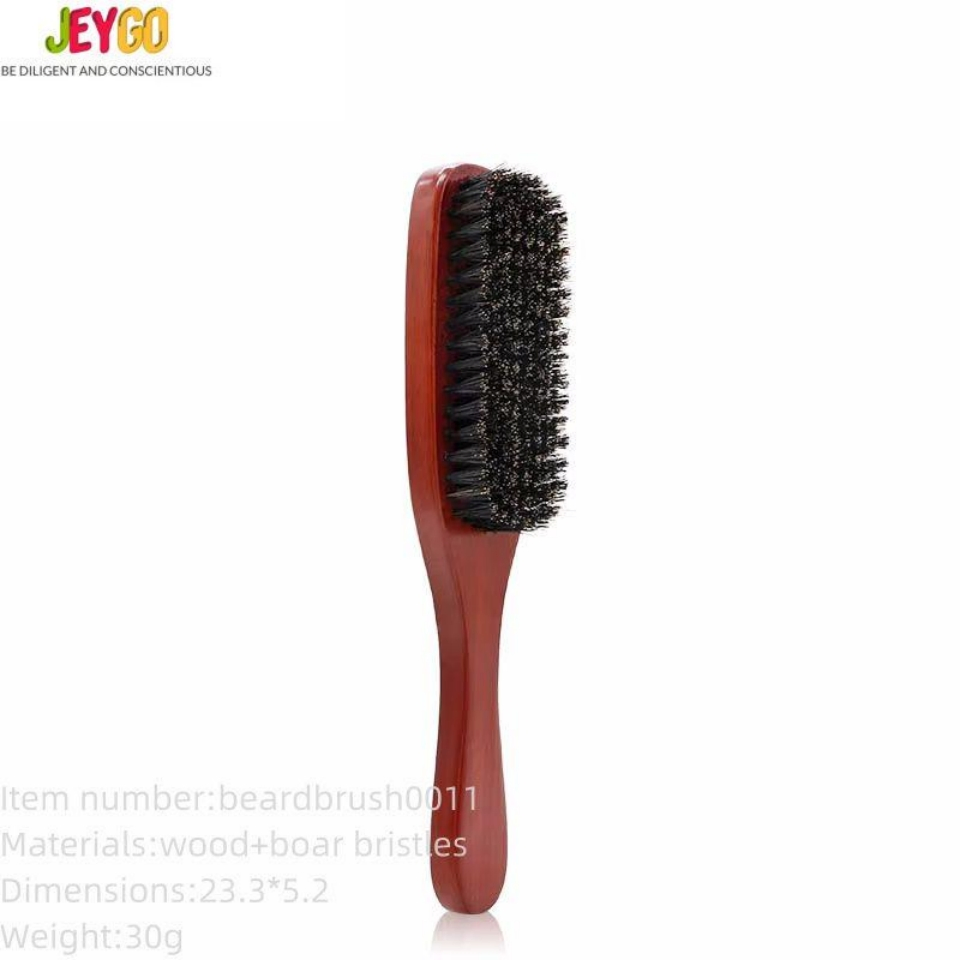 Hot-Selling Custom Logo Pure Boar Bristle Long Wooden Handle Men's Beard Cleaning Brush