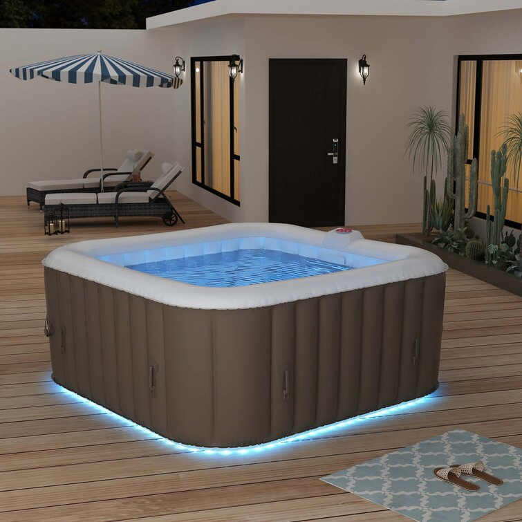 Прямоугольная надувная ванна с гидромассажем и подсветкой