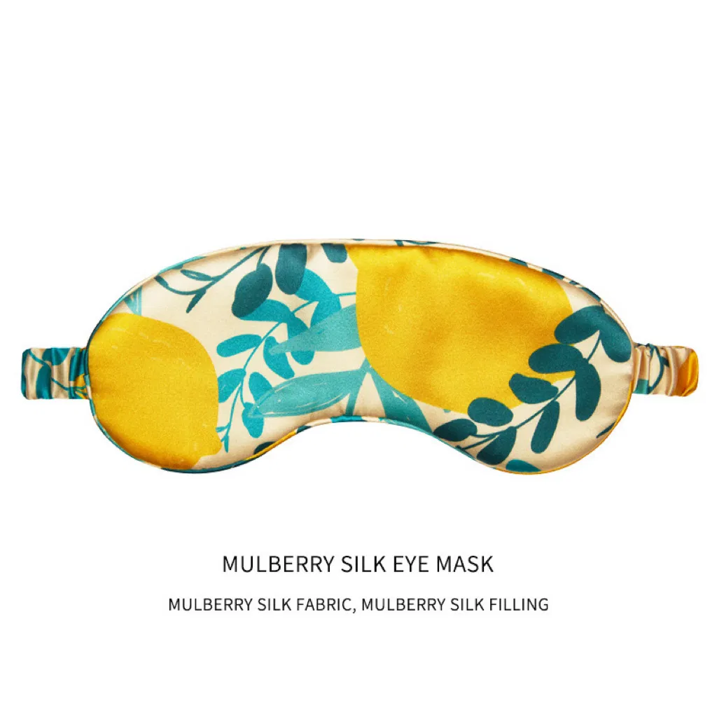 Double Sided Printing Mulberry Silk Travel Nap Eyemask with Silk Filling and Elastic Strap Ultra-Soft, Light-Blocking