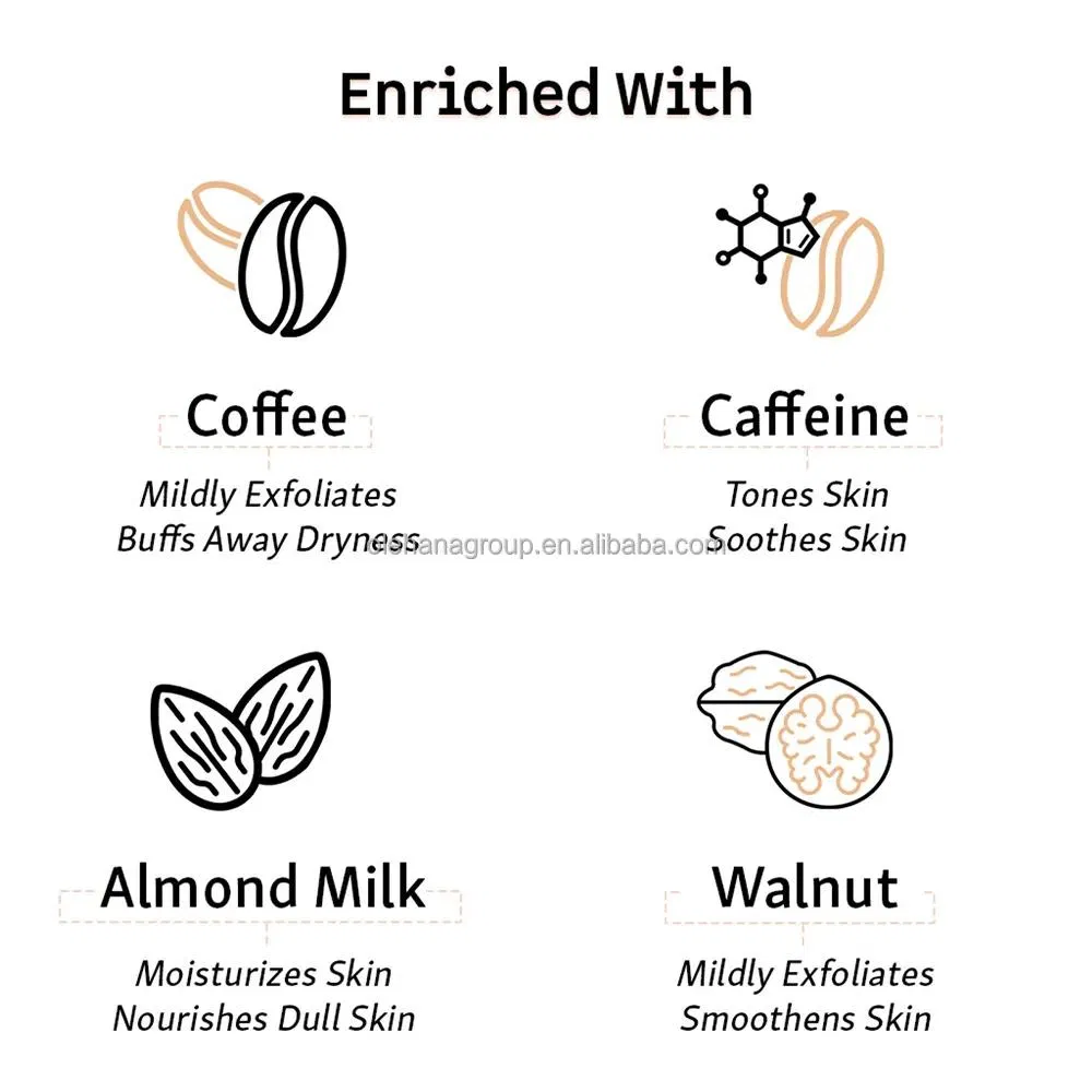 Private Label Wholesale Organic Natural Face and Body Care Ice Cream Container Exfoliating Coffee Whitening Sugar Body Scrub