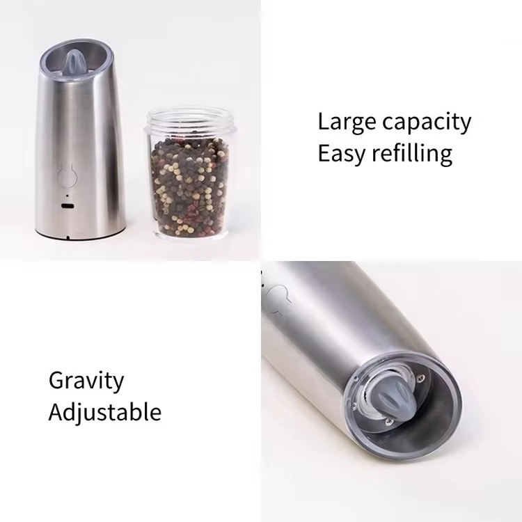 Premium Pepper Grinder with Illuminating LED Light Feature, Include Lithium Battery and USB Cable