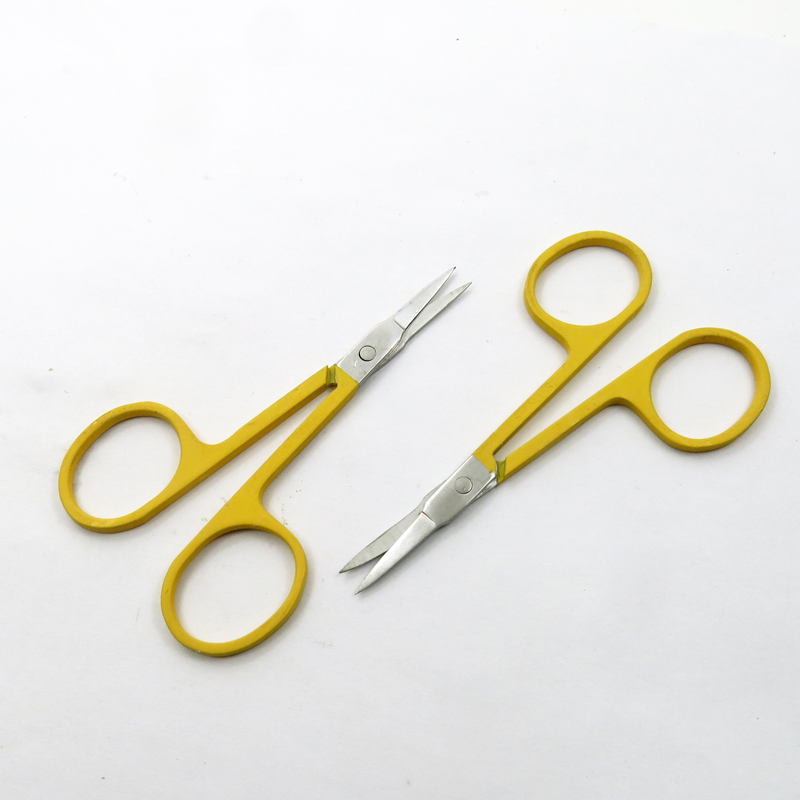 Electronic Coating Rubberized Painting with Stainless Steel Curved for Facial Eyebrow Eyelash Hair Beauty Scissors Beauty Accessories