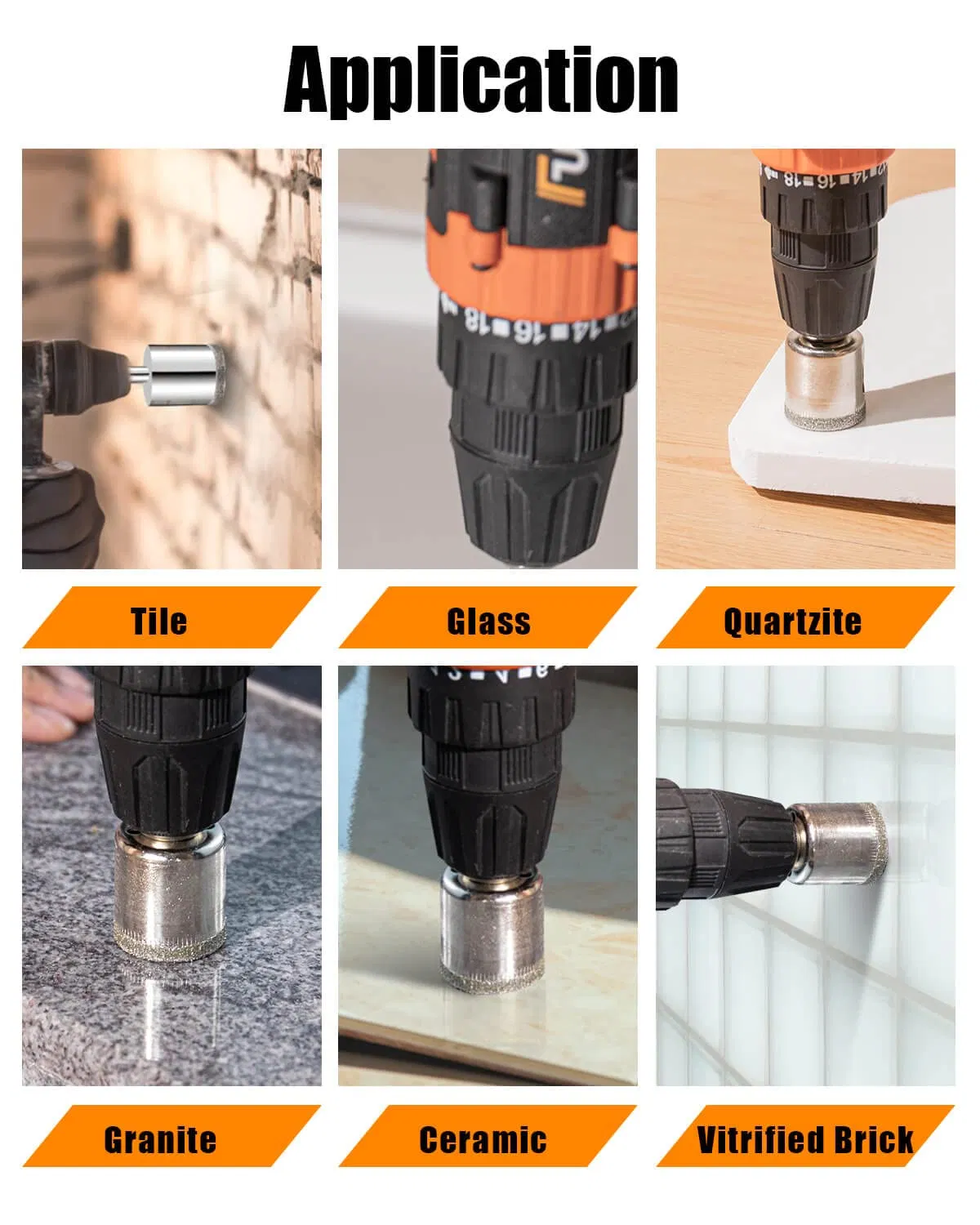 Алмазные коронки для керамики и стекла, набор