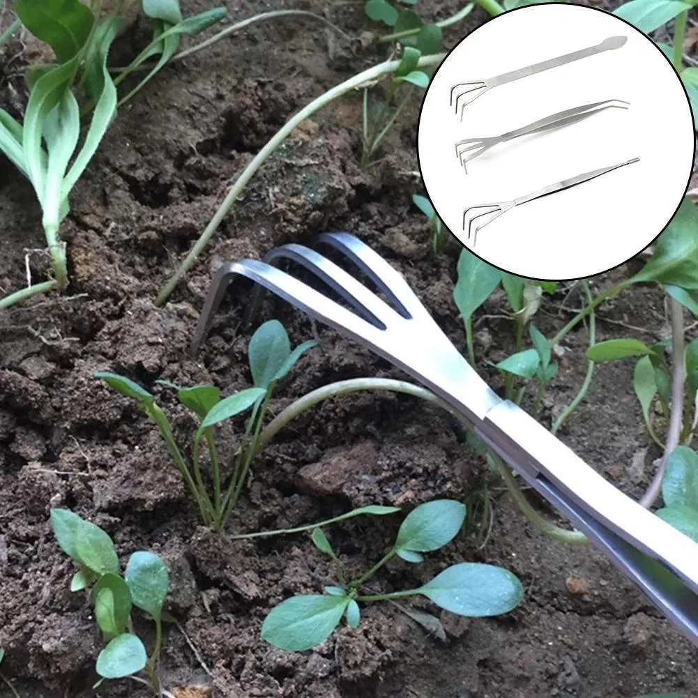 Bonsai Rake Gardening Tools 2 in 1 Steel Succulent Bonsai Spatula portable Handheld Loosen Soil Root Rake Garden Tools