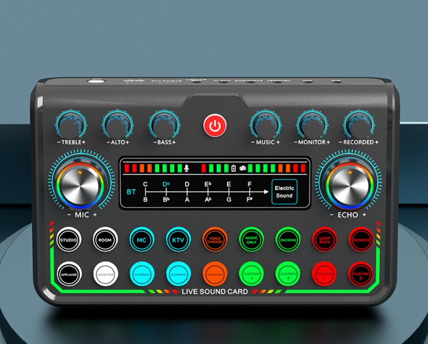 English Sound Card Live Singing Can Be Tuned Support to Plug in The Ring Microphone Touch Switch Function