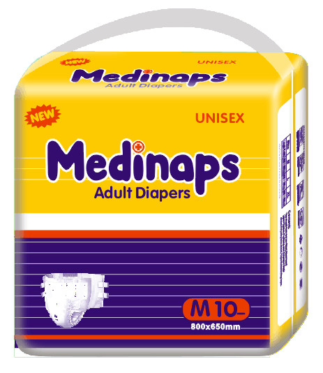 Premium Soft-Woven Adult Diaper with PE Backsheet, Model No.: Medinaps