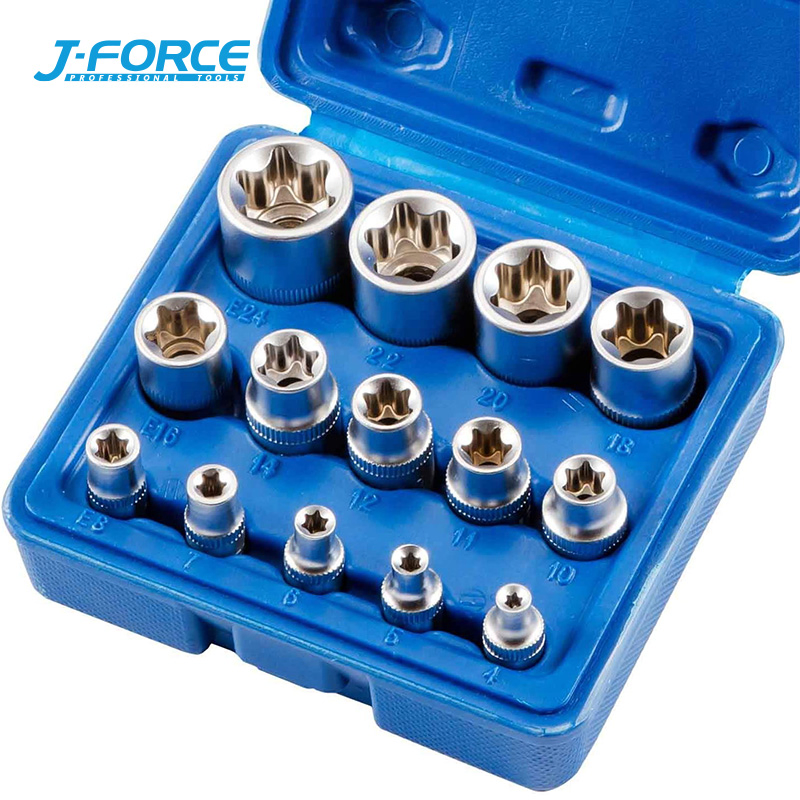 Набор головок J-Force 1/4, 3/8, 1/2 дюйма, 14 предметов