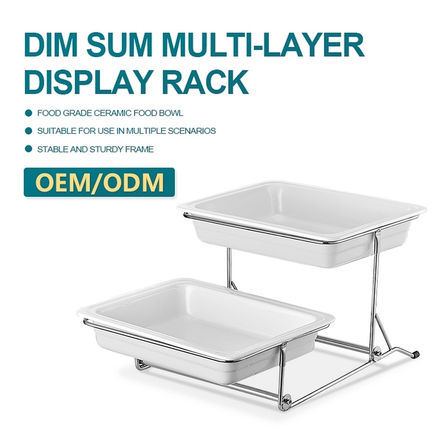 Durable Double-Layer Single-Grid Ceramic Exhibition Cake Display Stand for Engagement Party