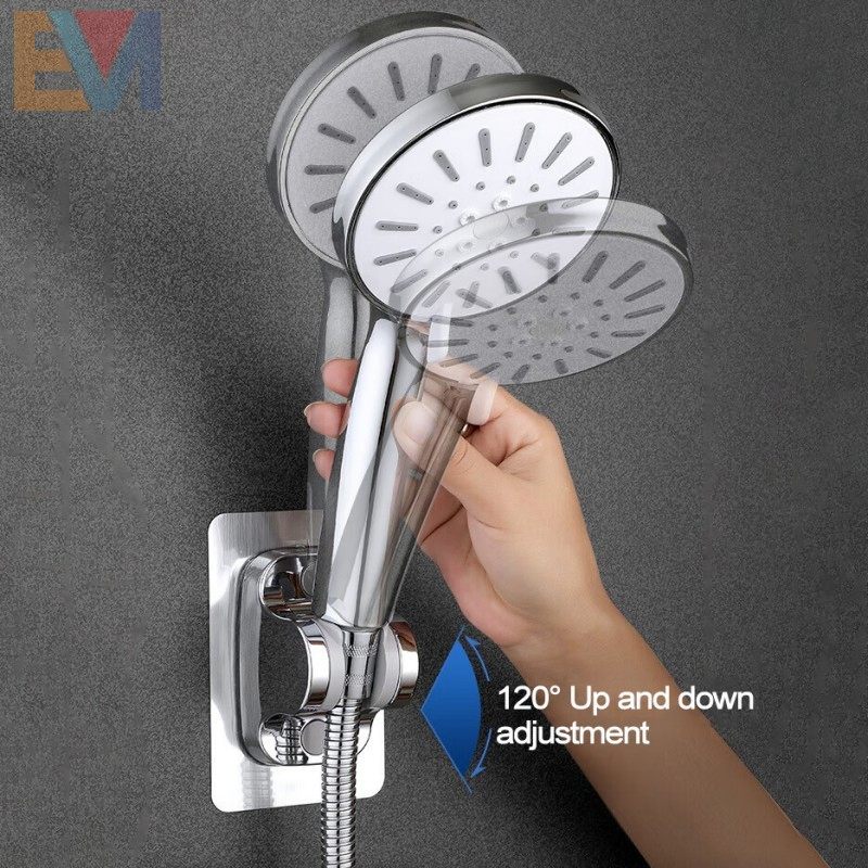 ABS Silver Shower Head Holdering Wall Mounting Strong Adhesive Bracket Adjustable Shower Hand Holder