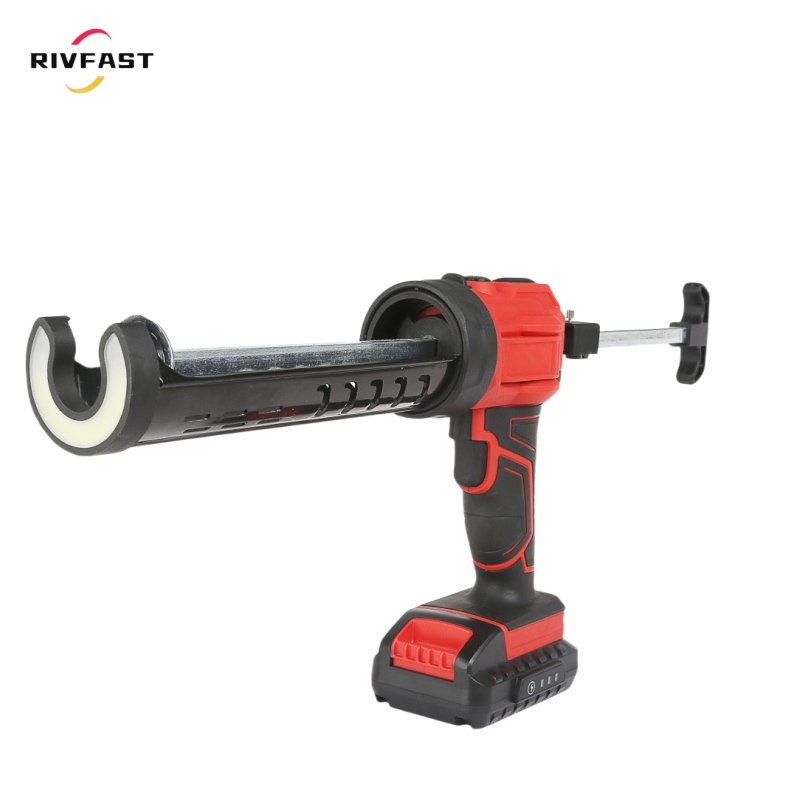 Battery Caulking Gun, 300ml Electric Silicone Gun, with LED Light, 4 Adjustable Speed for Filling, Sealing, Repair.