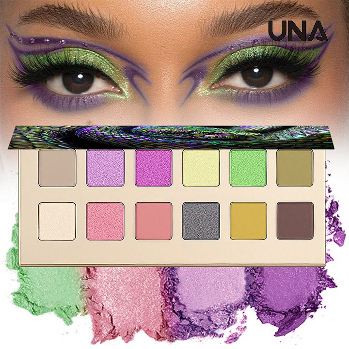 12-Color Animal Eye Eyeshadow Palette with Iridescent Scale Effect Waterproof Metallic & Matte Pressed Pigments Powder Form