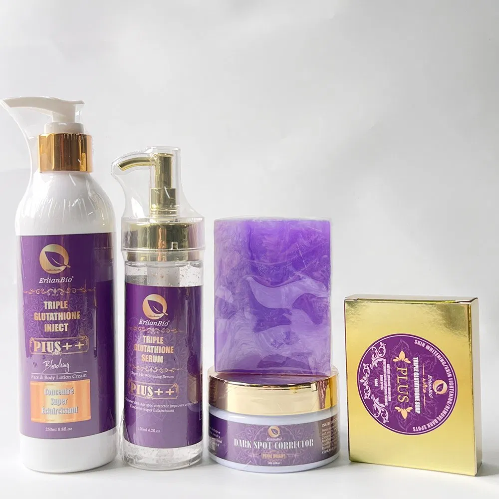 Triple Glutathione Whitening Skin Lotion Cream Set Supplement 24K Gold Foil Smooth Tighten Lighten Skin Serum Set