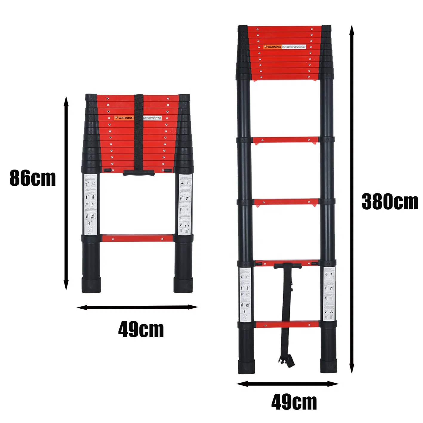 Red Aluminum Folding Ladder a Frame Telescopic Ladder