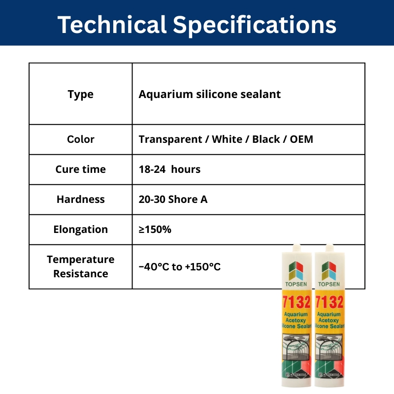 Strong, Transparent, Long-Lasting Clear Glass Silicone Sealant 7132