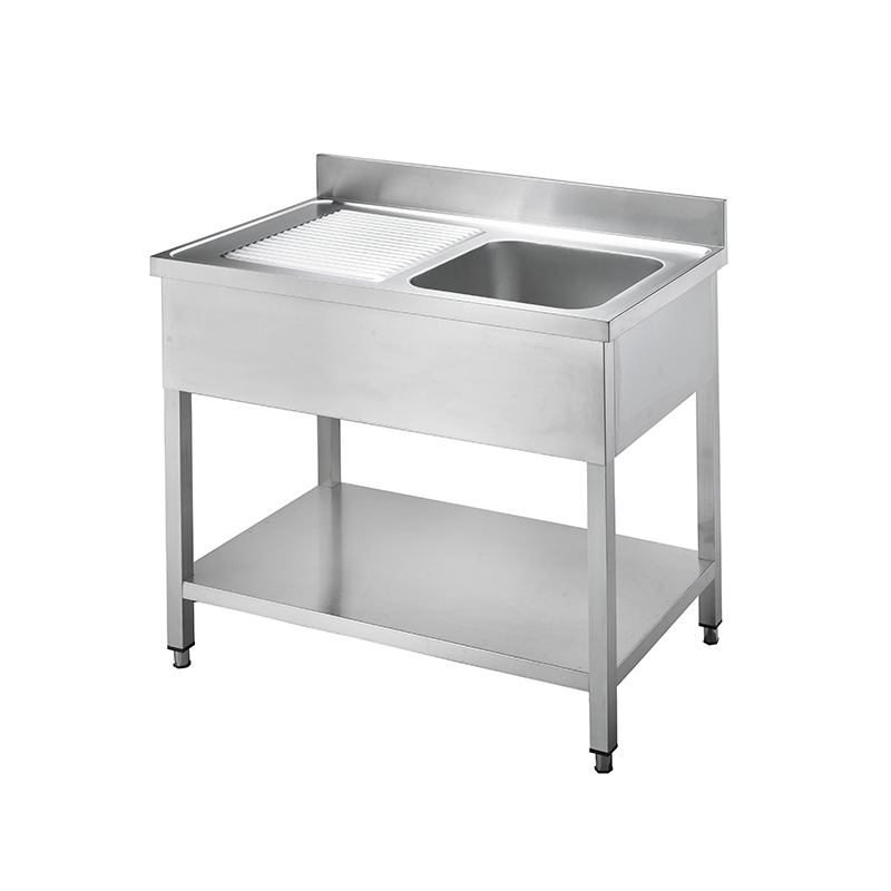 Commercial Stainless Steel Sink with Integrated Backsplash