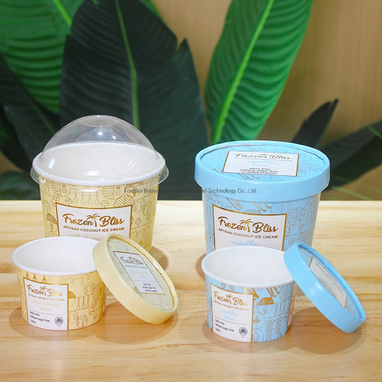 Disposable Paper Cup PLA Ice Cream Paper Cup Dessert Cup with Paper Lid