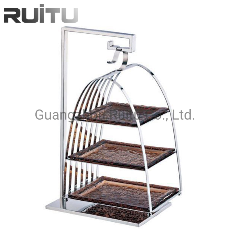 Buffet Catering Decorative Unique Hanging Gold Silver Bird Cage Cake Dessert Display Shelf Afternoon High Tea Stand
