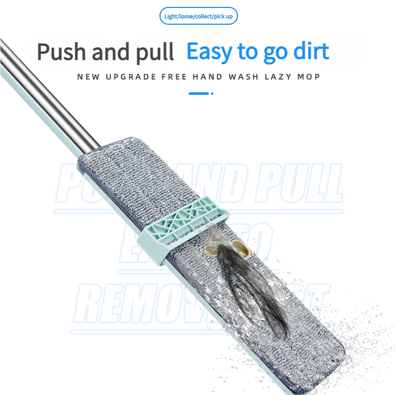 Efficient Flat Mop Stainless Steel Handle Microfiber Pad Home Cleaning Mop