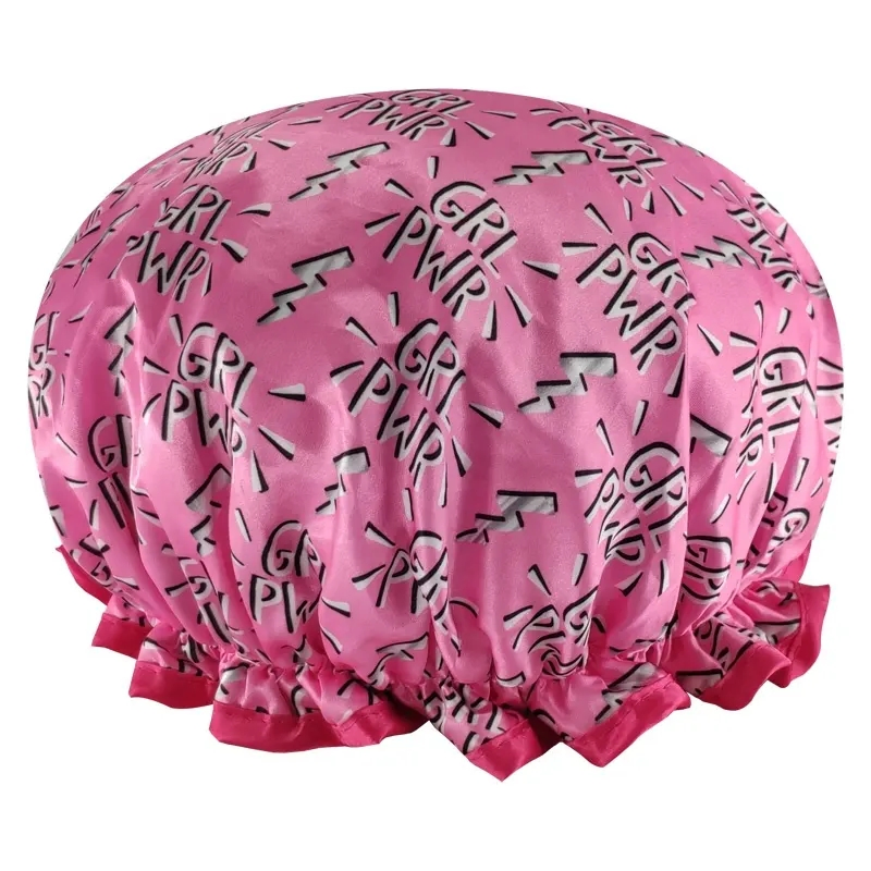 Quiet Girl High Quality Elastic Double Layer Satin Shower Cap