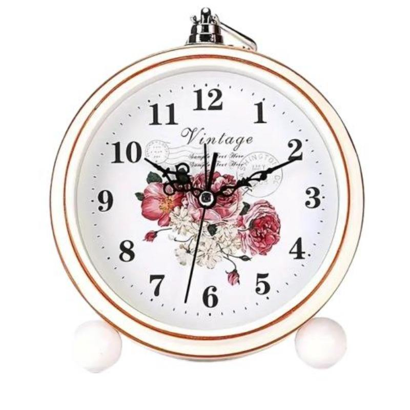 Wholesale Vintage Style Round Floral Design Battery Operated Desk Table Clocks Home Decor