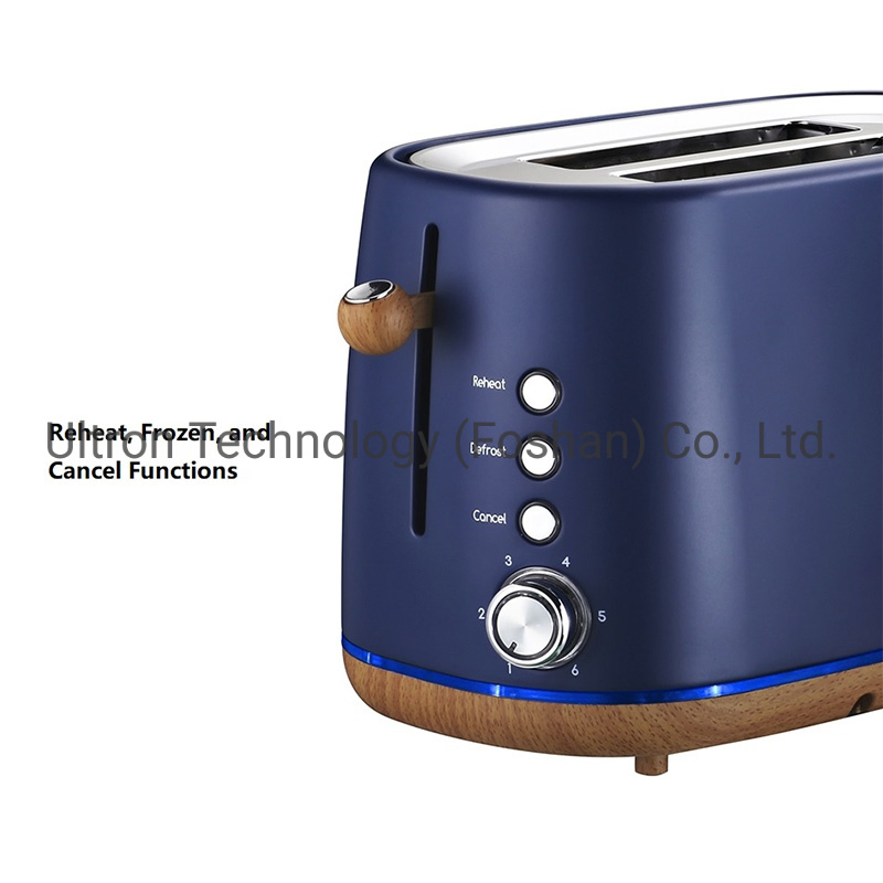 High Quality 2 Slice Wide Slot Metal Pop-up Toaster with 6 Browning Settings, Midnight Blue
