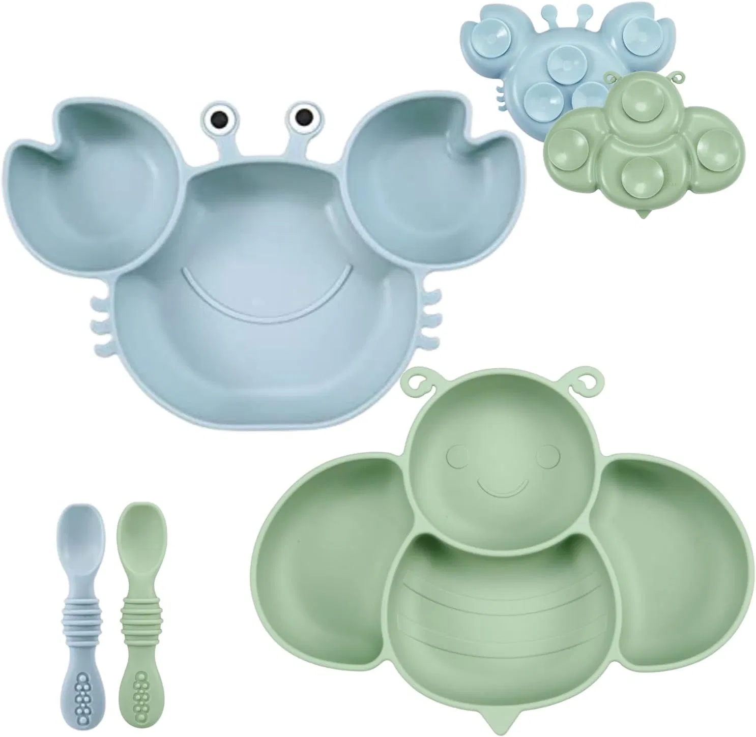 Silicone Suction Plates for Baby Divided Unbreakable Toddler Plate Babies Utensils Feeding Set Baby Eating Supplies