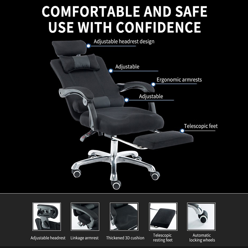 New Design Swivel Fabric Manager Mesh Executive Ergonomic Office Gaming Gear Chairs with Footrest