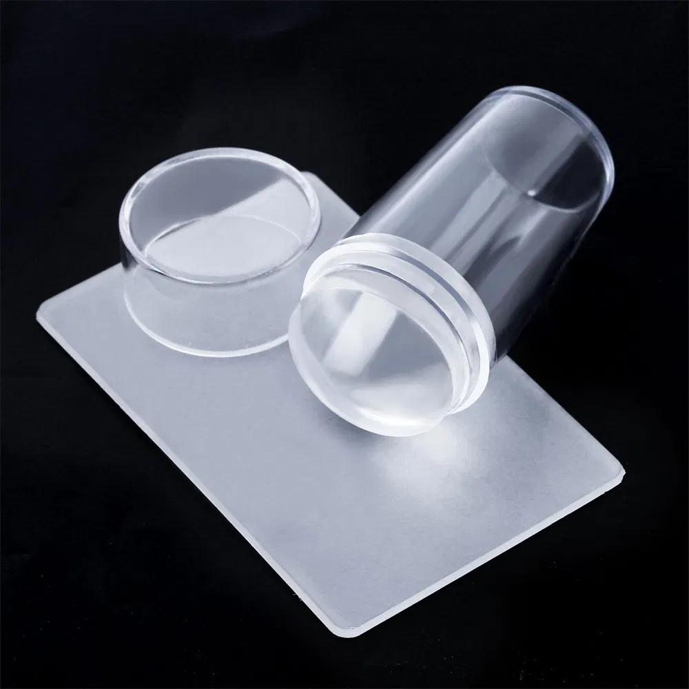 DIY Printer Silicone Nail Art Tool Double-Head Nail Stamper Scraper Transparent Nail Stamping Plate Nail Stamp with Scraper