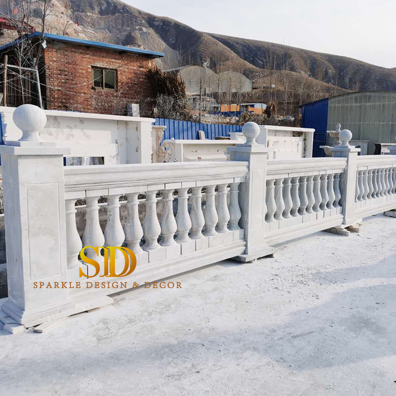 Customized White Marble Baluster with Railing and Postcolumn for Garden Decor