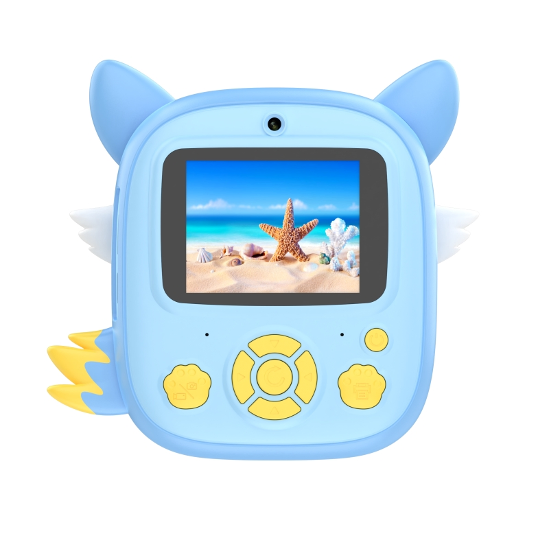 Glorytech Rechargeable 2.4 Inch Fun Blue Fox Shape Mini Instant Print Camera for Kids