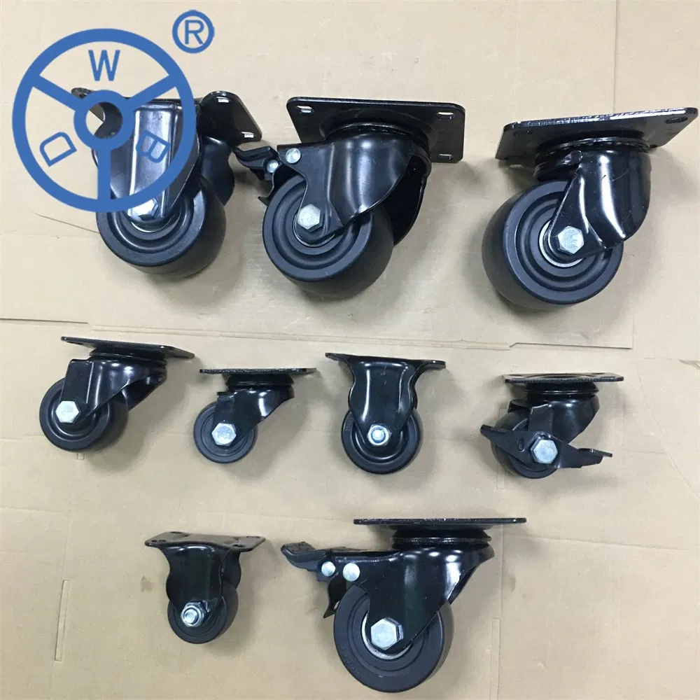 40/50/65/75mm Low Profile Caster Wheel High Load Capacity Casters Cowboy Nylon/PP Caster Wheels Black Caster