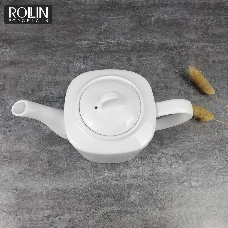 Square Shape Tea Pot Ceramic Pot for Restaurant