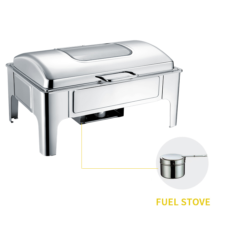 Xiangsheng 9L Stainless Steel Rectangle Chafing Dish with Show Window Lid